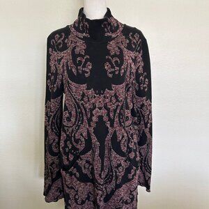 Free People Modern Love Mini Dress SZM Sweater Black Paisley Whimsigoth Gothic